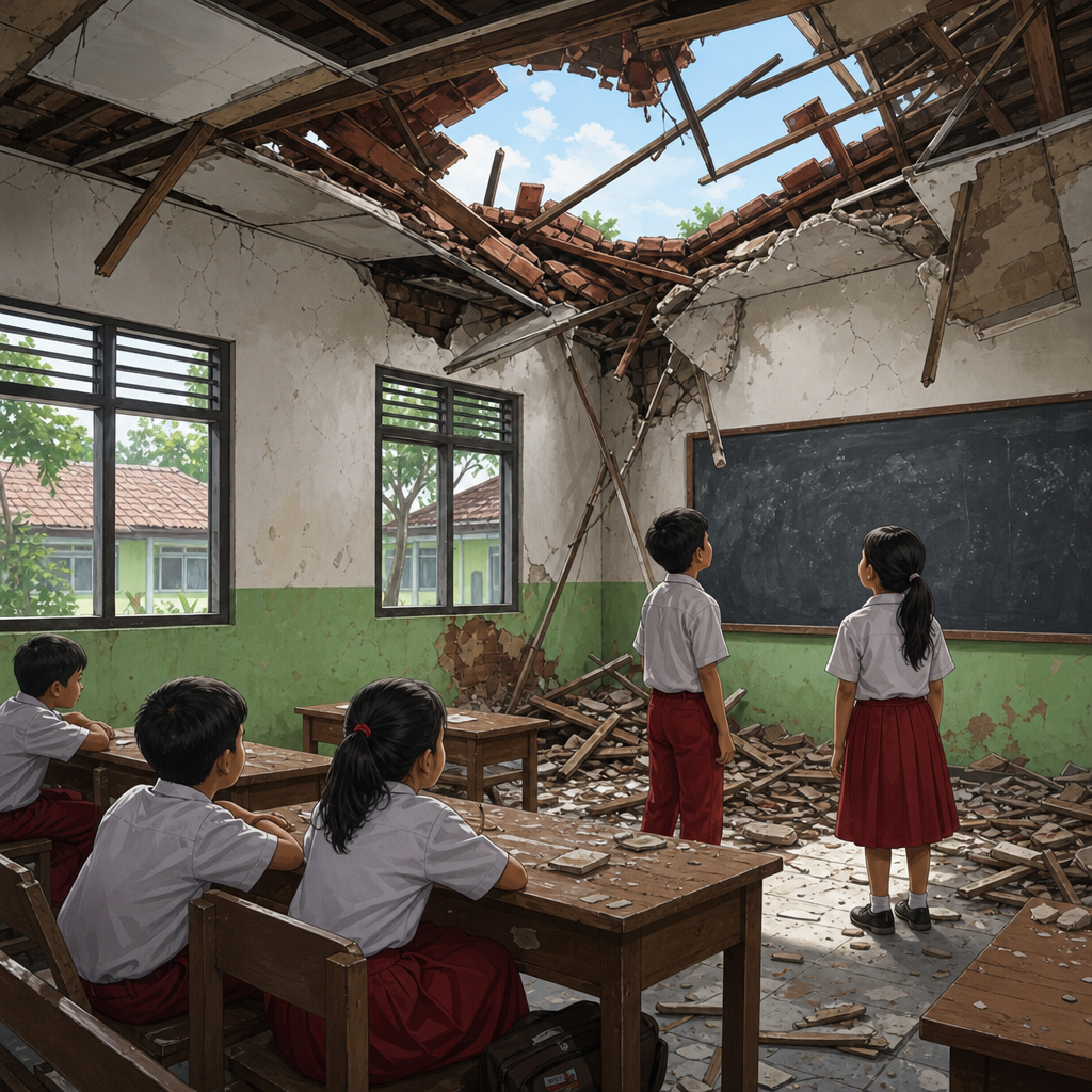 Atap Ruang Kelas SD Negeri Bojonegara Ambruk, Proses Pembelajaran Terhambat